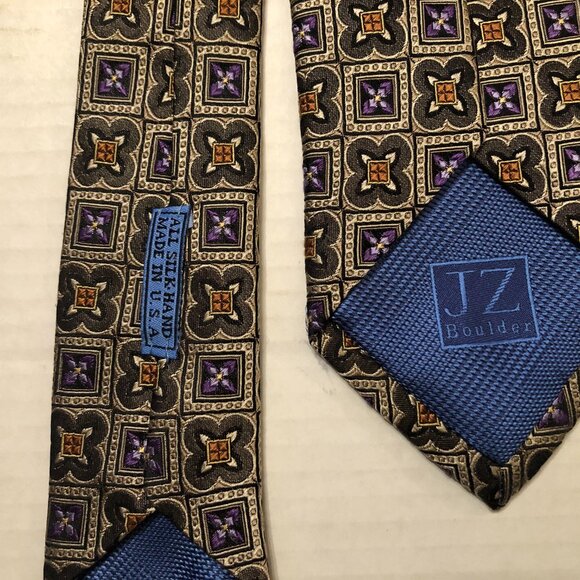 3733_b56e7ba0c1-a03278-16-1-  JZ Richards men\'s new brown 100%silk tie  3 1/2\